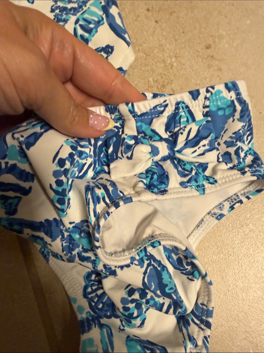 Lilly Pulitzer White & Blue Shell Print Swim Set - Picture 3 of 5
